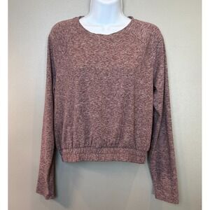 Velocity Women's Medium Heathered Mauve Cropped Athletic Pullover Long Sleeve To